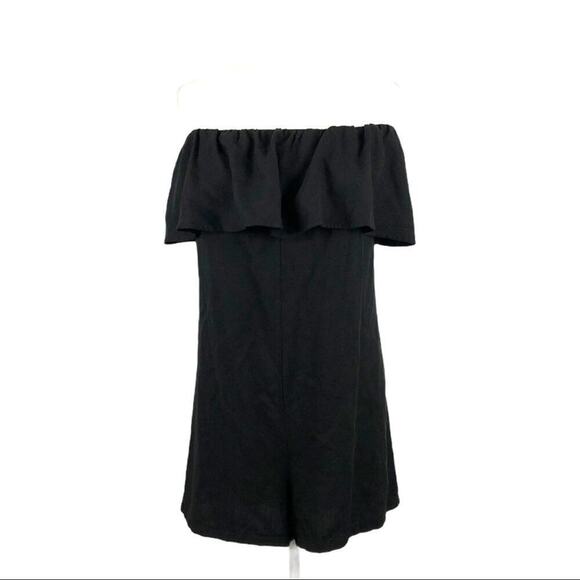NWT Zara Bardot Off The Shoulder Short Frilled Minimalist Romper in Black XS - Picture 12 of 14